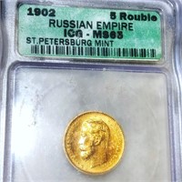1902 Russian Gold Roubles ICG - MS63