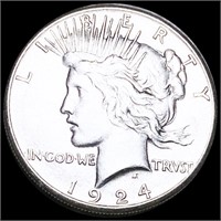 1924-S Silver Peace Dollar AU+
