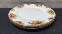 4 Royal Albert Old Country Roses Dinner Plates 10.