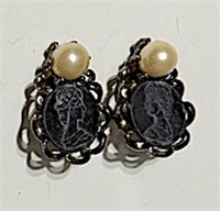 Penny and Faux Pearl Earring Clips