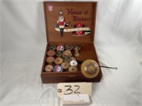 Box of Vintage Spools & Darning Tools