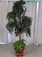 Artificial Pine Tree in a Basket-style Pot