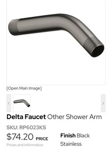Delta Shower Arm-Black Stainless RP6023KS