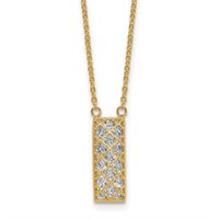 14K Two-tone  Diamond cut Bar Necklace