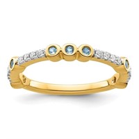 14k Yellow Gold Aquamarine Diamond Ring