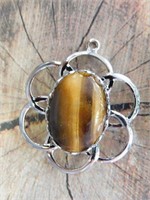 TIGERS EYE FLOWER PENDANT ROCK STONE LAPIDARY SPEC