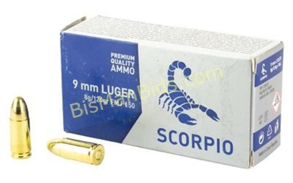 SCORPIO AMMO 9MM 124GR FMJ - 400 Rounds