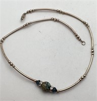 Sterling Necklace W Stones & Pendant Charm