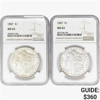 1887 [2] Morgan Silver Dollar NGC MS63