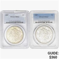 1887 [2] Morgan Silver Dollar PCGS MS63