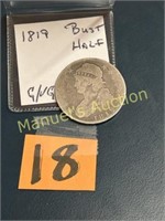 1819 SAPPED BUST SILVER HALF