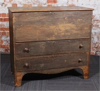 An Early American Two-Drawer Pine Lift Top