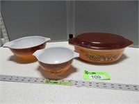Pyrex casserole and mixing bowls