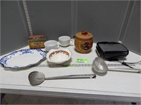 Parini grill, cookie jar, recipe box, soup mugs, H