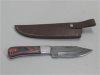 8" Damascus Knife W/Sheath Blade 3.5"