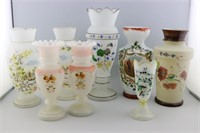 8 pcs Victorian Bristol Glass Vases
