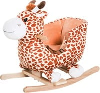 Qaba Kids Plush Ride-On Rocking Horse Toy Giraffe