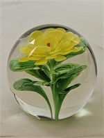 Blown Glass Flower Paperweight