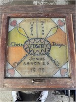 Beautiful vintage stained glass window,