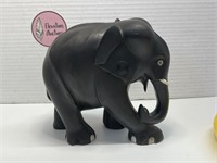 Carved Ebony 6.5 x 7 Inch Elephant