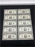 10- $2 Bills