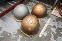 (2) Vintage Painted Gold Marching Band Helmets