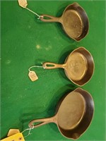 3 - Griswold Mixed Sized Logo N0 3, 4, 6 Skillets