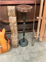 Plant Stand & Carved Wood