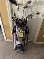 Right Handed Assortment Of Golf Clubs & Bag