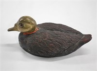 Vintage Ceramic Brass Head Duck Decoy
