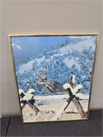 Vintage Framed Jumping Buck Print