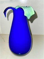 NEW MODERN ART GLASS BLUE TULIP VASE