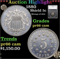 Proof ***Auction Highlight*** 1880 Shield Nickel 5