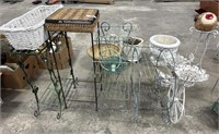 (5) Patina’d Wrought Iron Plant Stands.