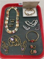 5 JEWELRY NECKLACE, EARRING & BROOCH SETS