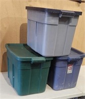 (3) Rubbermaid Roughneck 18gal Totes