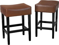 (2) Lopez Backless Leather Counter Stools