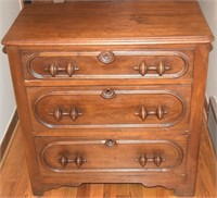 Antique Walnut 3 Drawer Dresser w/ Barbell Pulls