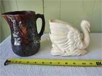 Nelson Mccoy Swan & Bennington Pottery Pitcher