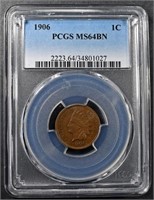 1906 INDIAN CENT PCGS MS64 BN
