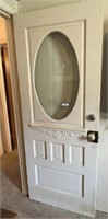 ANTIQUE DOOR WITH OVAL BEVELED GLASS