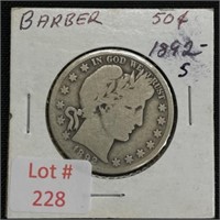 1892-S Barber Silver Half Dollar