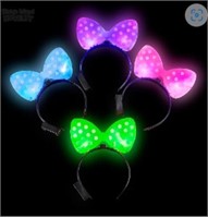 Light-Up Plastic Polka-Dot Bow Headband 12pcs