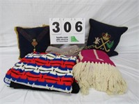(2) Afghan Blankets & (2) Throw Pillows