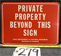 Red Metal Private Property Beyond Park Sign
