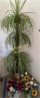 Faux Palm Tree, Flowers. Up To 68" Tall