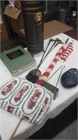 Vintage Lot Of Flags / Brass Umbrella Stand /