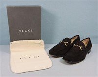 Ladies Black Suede Gucci Loafers