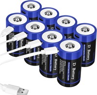 8 pack Rechargeable Lithium D Batteries