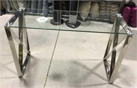 Glass Top Console Table w/Stainless Steel Base